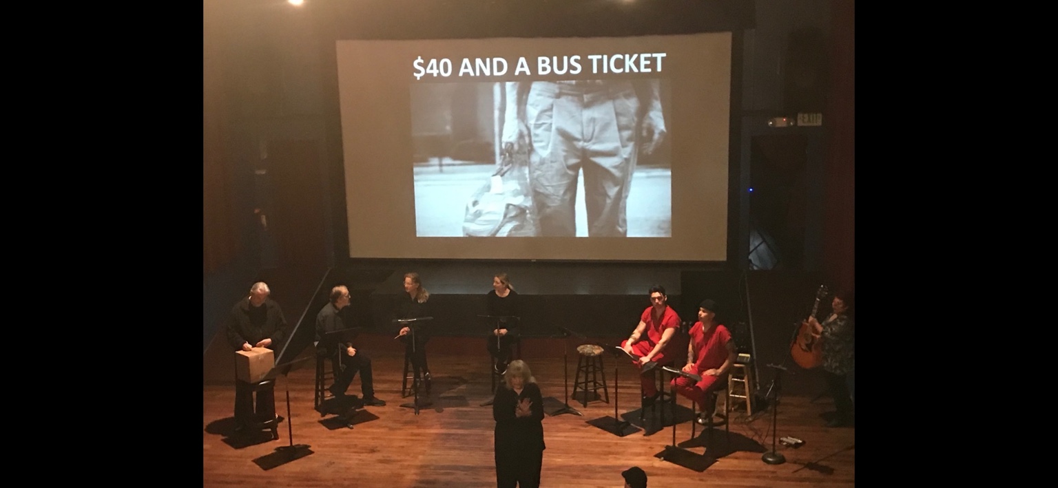 TASA performers onstage during a reader's theatre presentation of $40 and a Bus Ticket
