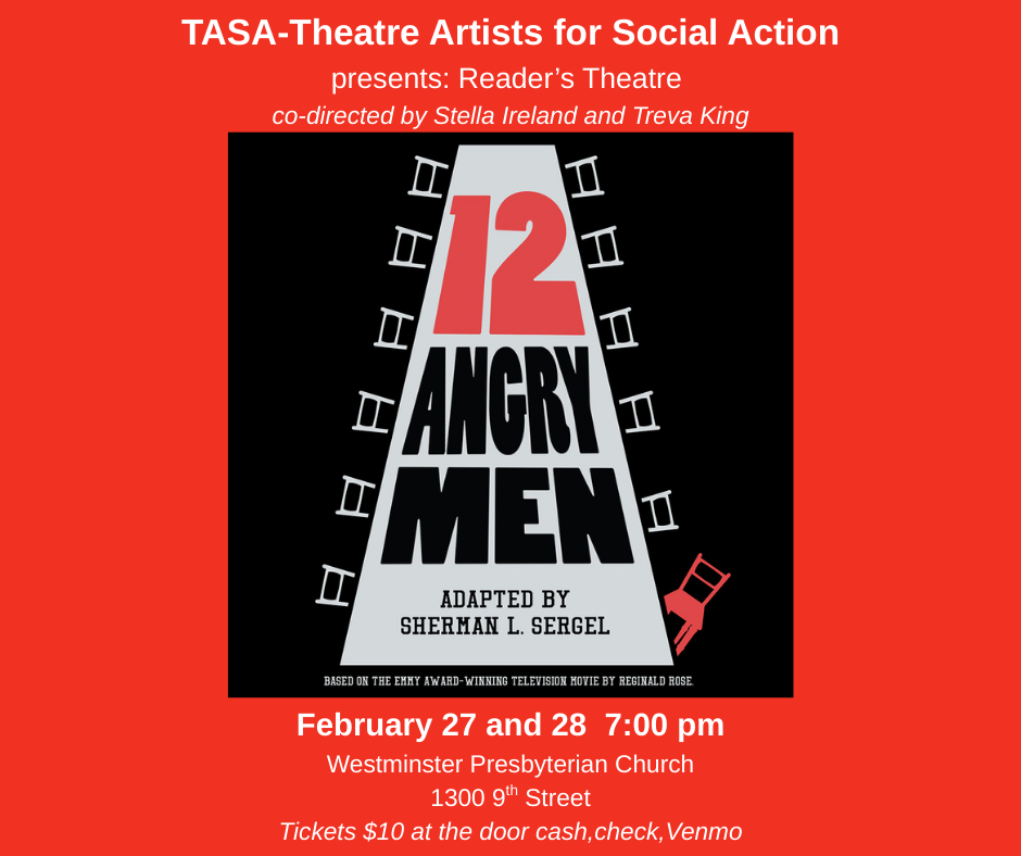 TASA poster for its reader's theatre production of Twelve Angry Men